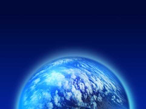 Blue cloudy planet