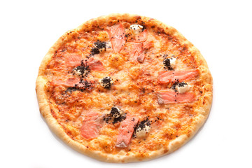 Pizza with grilled salmon