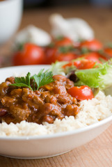 Chili con carne with rice