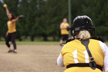 Softball catcher and pitcher
