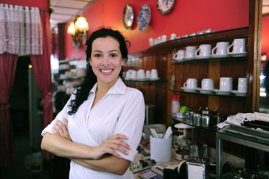 proud and confident owner of a cafe/ pastry shop - Powered by Adobe