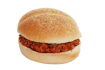 top view sloppy joe in corn meal bun