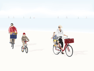 Fototapeta premium family bicycle trip