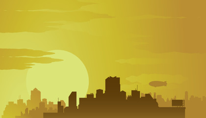 Big city at sunset. © Anton Senkou-Melnik