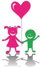 Love and friendship.Happy children with heart
