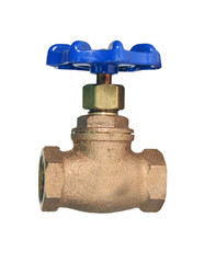 brass gate valve isolated with path
