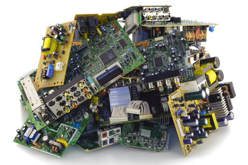 Broken electronics on a garbage dump