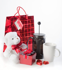 Coffee and valentine's gifts.