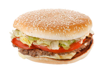 hamburger on the white..