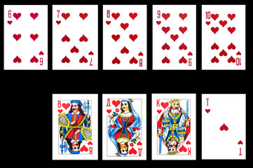 Set of playing card isolated on black