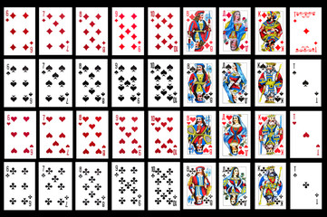 Set of playing card close up