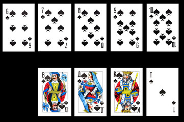 Set of playing card on black