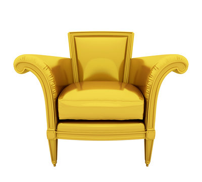 Retro luxury gold chair isolated on white background