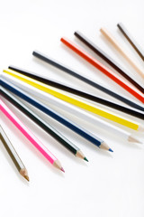 Naklejka premium Color pencils on white background.