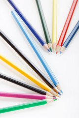Color pencils on white background.