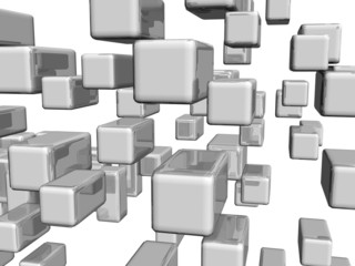 Grey dimensional shapes with highlights and reflections