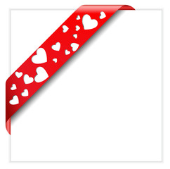 Heart shaped perforated Valentine red ribbon