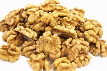 walnuts on white background