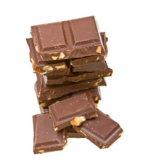 Blocks of chocolate isolated on white