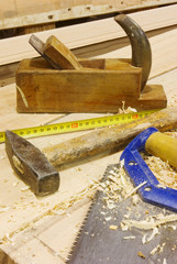 Carpenter desktop with tools