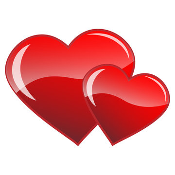 Two red hearts vector