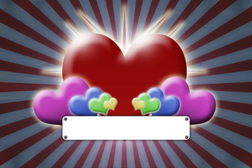 Greetings card with hearts