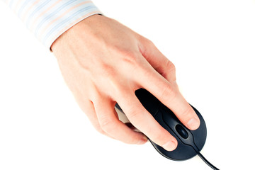 Man's hand on computer mouse