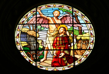 Jesus Christ stained glass in Palencia, Spain