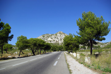 Route des Alpilles, dans les Bouches du Rhône, en Provence Alpes Cote d'Azure