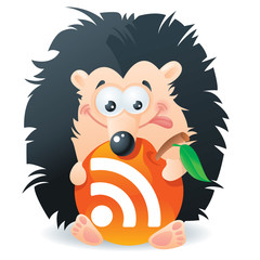 Hedgehog with an apple rss-button