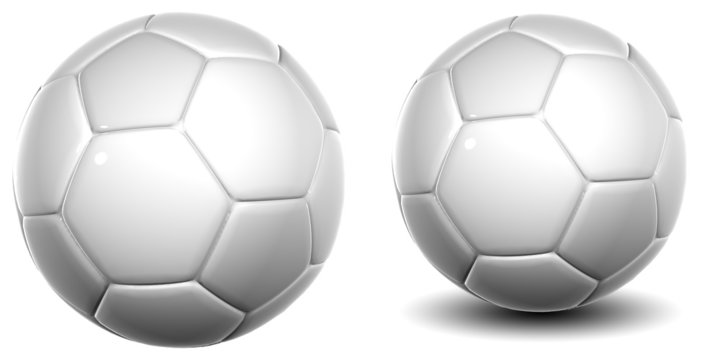 High resolution 3D soccer balls isolated on white