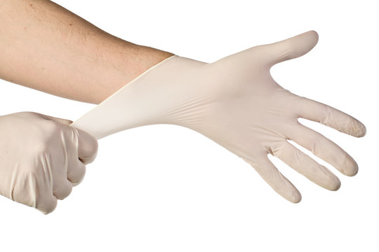 latex free medical gloves on white