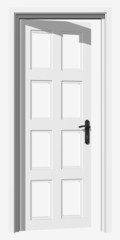 High resolution 3D opened door, isolated on white