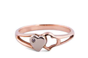 Ring decorated with two hearts
