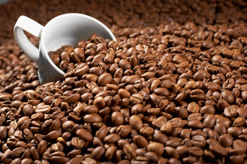 Fototapeta premium Cup in a grain of coffee