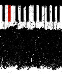 Dirty red piano key
