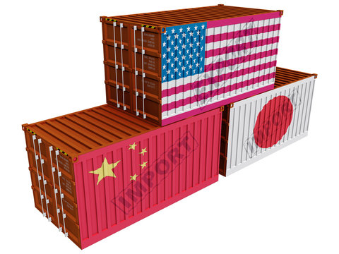 Trade containers USA Japan China