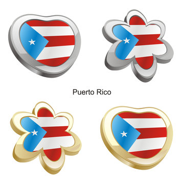 illustration of puerto rico flag in heart and flower shape