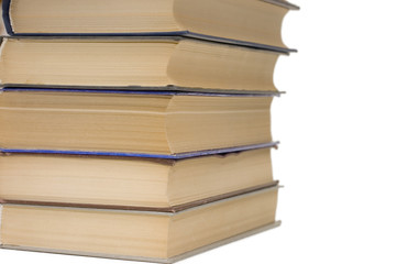 Pile of old books isolated on white background
