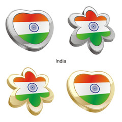 vector illustration of india flag in heart and flower shape