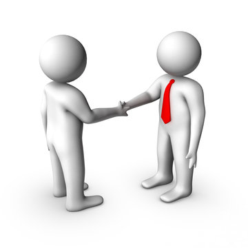 Two 3d Businessmen Handshake