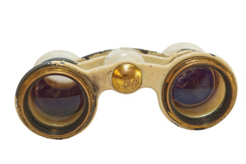 old simple theater binoculars isolated on white