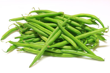 Green beans isolated on white background