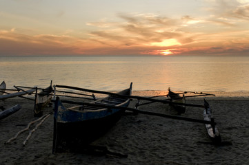 Sunset and pirogue