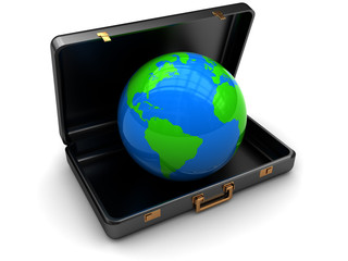 suitcase with earth globe