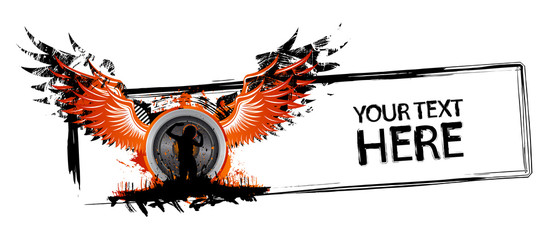 Frame with speaker, girl and wings