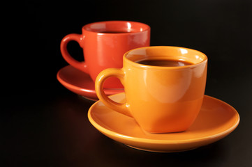 Multicolored cups of coffee