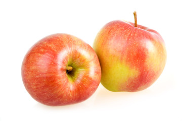 Two Ripe Red Apples Isolated on White