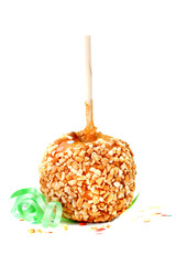 Caramel candy apple with peanuts