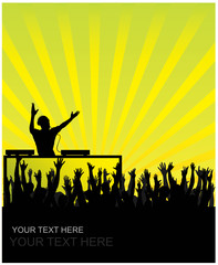 Dj cheering audience vector background
